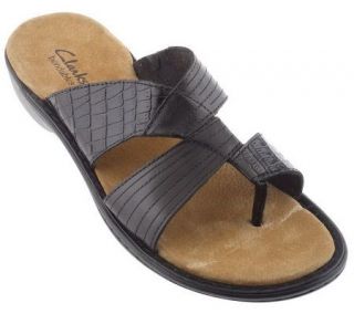 Clarks Bendables Leather Thong Slide Sandals —