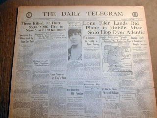 1938 Headline Newspaper Wrong Way Corrigan Flies from NY to Ireland by