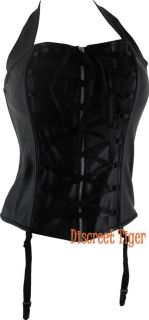 Corset Halter Top Faux Leather Sexy Black New DTS00159