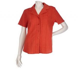 Denim & Co. Short Sleeve Crinkle Gauze Camp Shirt —
