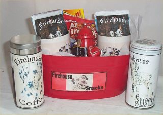 Gift Basket Fireman Bucket Dalmation Coffee Cookies Gifts Mug Hot