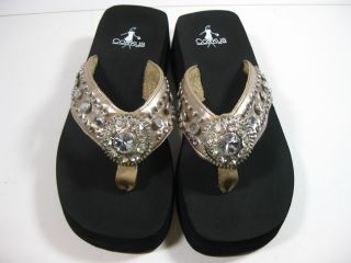 Corkys footwear Womans Shoes Vita Stud Champagne Flip Flop Sandal Sz 9