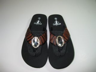 Corkys footwear Womans Shoes Shay Tiger Bling Flip Flops Sandals Sz 9
