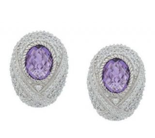 Judith Ripka Sterling Monaco Bezel Set Gemstone Earrings   J273739