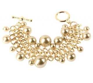 Kenneth Jay Lanes Fancy 7 3/4 Bracelet with Simulated Pearl Drops 