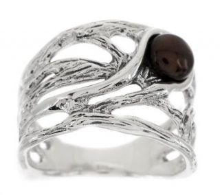 Hagit Gorali Sterling Cultured Pearl Textured Band Ring —