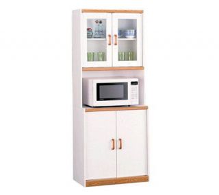 Cabinet with Glass Door Hutch   White/Oak Finismeriwood —