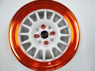  Track R White w Orange Lip w Tires Free Colored Lugs EF EG EK