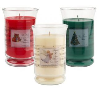 Set of 3 Christmas Carol Hurricane Candles by Valerie —
