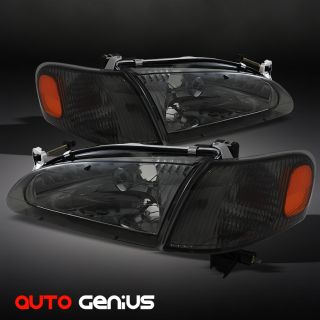 98 00 Toyota Corolla Smoked Headlights Front Lamps Direct Replacement