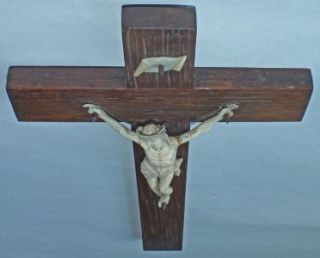 Good Carved Dieppe Crucifix Corpus Christi Hardwood Cross