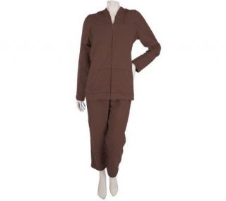 Sport Savvy Stretch French Terry Jacket &Pull on Crop Pants Set