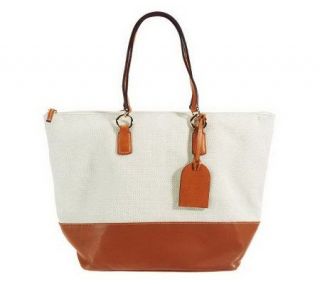Dooney & Bourke Linen O Ring Shopper with Leather Trim —