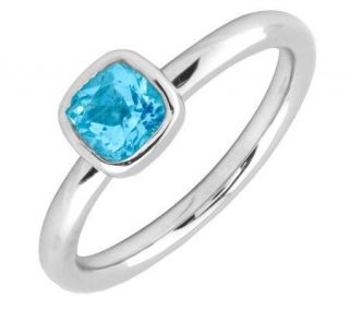 Simply Stacks Sterling Cushion Cut Blue TopazRing —