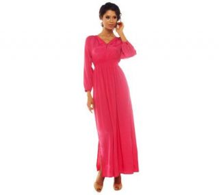 CV by Cynthia Vincent Long Sleeve Maxi Dress with Smocked Waist
