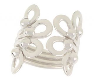 Artisan Crafted Sterling Open Work Floral Design Ring —