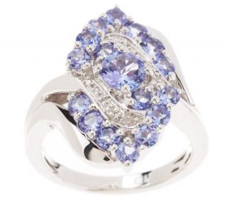 50 ct tw Tanzanite Cluster and Diamond Accent Sterling Ring — 