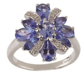 15 ct tw Tanzanite Sterling Cluster Ring —