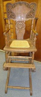 Antique Oak Convertible High Chair Rocker