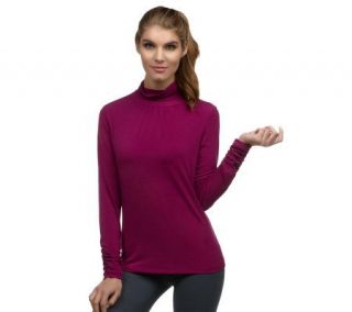 Susan Graver Liquid Knit Turtleneck with Ruched Sleeves —
