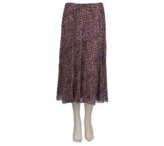 George Simonton Printed Lace Pull On Paneled Skirt w/ Lettuce Hem 