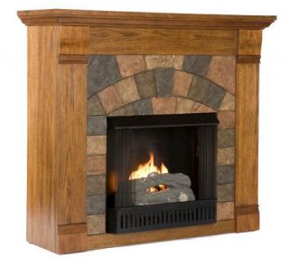 Bennett Antiqued Oak Finish Gel Fuel Fireplace —
