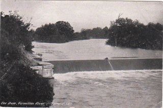 1907 Streator Illinois Dam Vermillion River IL Postcard