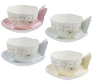 Lenox ButterflyMeadow Set of 4 Figural Cups & Saucers —