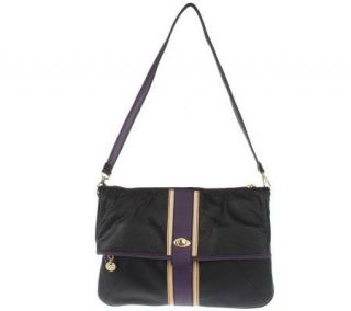 Maxx New York Leather Large Fold Over Clutch with Removable Strap 