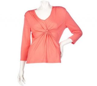 Elisabeth Hasselbeck for Dialogue Draped Front V Neck Top —