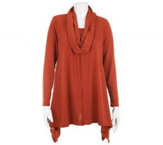 Attitudes by Renee Drape Front Cardigan with Tank & Scarf   A229646