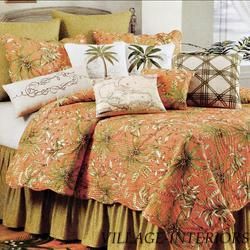  SUNSET TROPICAL BEACH COTTAGE PALM TREE CAL / KING QUILT 100% COTTON