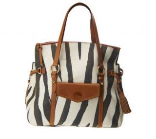 Dooney & Bourke Zebra Fabric Smith Bag w/Front Pocket —