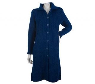 Aran Craft Merino Wool Long Sweater Coat —