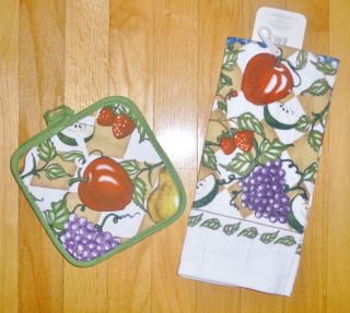 NWT! KITCHEN! Fresh Fruit Country Kitchen Dish Towel & TWO matching