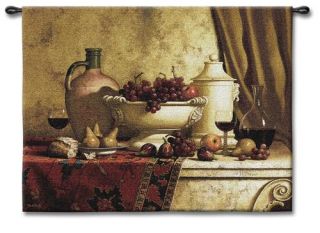 Tapestry Italian Feast Wallhanging Fruit Wine Pottery