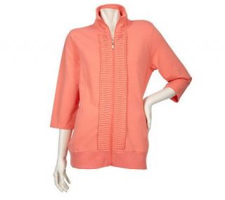 Sport Savvy French Terry Zip Front Jacket with Pleated Placket
