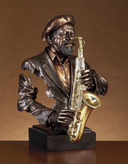 Cool Jazz Saxophone Player Sculpture Table Statue 15