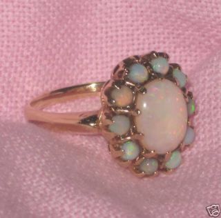 Rare Vintage Opal Ring 10 sm 1 Large Stone 10k Gold Party Dinner NOT