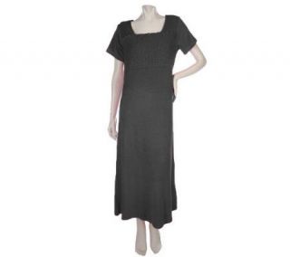 Sport Savvy Full Length Knit Terry Dress with Smocking Detail