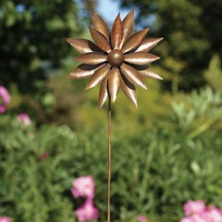 LG Dahlia Flower Garden Copper Stake Kinetic Spinner