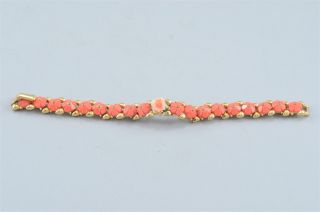  costume jewelry trifari coral carved rose gold tone bangle bracelet