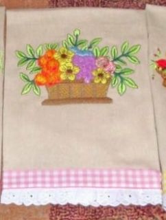 Assorted Machine Embroidered Country Kitchen Towels