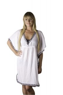  White Beach Kaftan Caftan Cover UPS Dress Size 8 10 12 14 16