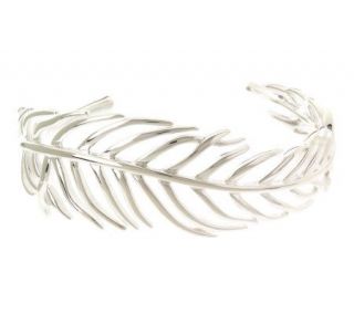 Sterling Tropical Leaf Inspired Cuff Bracelet —