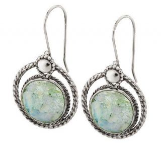 Or Paz Sterling Textured Roman Glass Dangle Earrings —