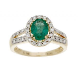 Premier 1.00 ct Zambian Emerald & 1/3cttw Diamond Ring, 14K — 