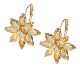 20 ct tw Citrine & White Topaz Flower Earrings 14K Gold —