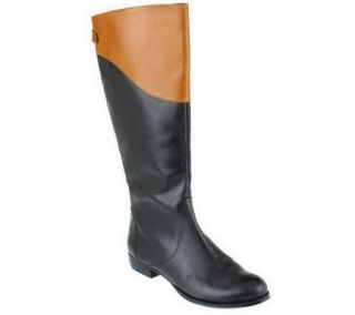 As Is Isaac Mizrahi Live Two Toned Leather Riding Boots —