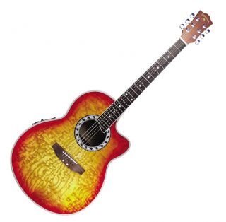 Shallow Body Sunburst Round Back Acoustic Electric Guitar